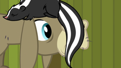 Size: 1280x720 | Tagged: safe, screencap, character:cranky doodle donkey, species:donkey, species:pony, episode:28 pranks later, g4, my little pony: friendship is magic, animal, female, male, prank, skunk, tail