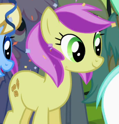 Size: 348x363 | Tagged: safe, screencap, character:lavender fritter, species:pony, episode:the mysterious mare do well, g4, my little pony: friendship is magic, alternate hairstyle, cropped, solo