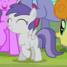 Size: 232x230 | Tagged: safe, screencap, character:berry punch, character:berryshine, character:carrot top, character:golden harvest, character:lyra heartstrings, character:ponet, character:tornado bolt, episode:the mysterious mare do well, g4, my little pony: friendship is magic, animated, cropped, cute, filly, loop, stomping, tornadorable