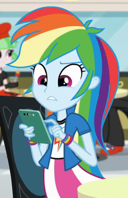 Size: 260x401 | Tagged: safe, screencap, character:rainbow dash, character:watermelody, equestria girls:rainbow rocks, g4, my little pony:equestria girls, animated, cropped, gif, phone, smartphone