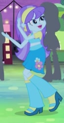 Size: 203x390 | Tagged: safe, screencap, character:aqua blossom, episode:a perfect day for fun, g4, my little pony:equestria girls, boots, cropped, flower, high heel boots, solo