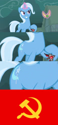Size: 1920x4144 | Tagged: safe, screencap, character:trixie, species:pony, episode:magic duel, g4, my little pony: friendship is magic, absurd resolution, alicorn amulet, communism, comparison, hammer and sickle, meme, soviet