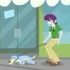 Size: 146x146 | Tagged: safe, screencap, character:indigo wreath, species:dog, episode:music to my ears, equestria girls:rainbow rocks, g4, my little pony:equestria girls, blue dog, clothing, indigo wreath, looking down, necktie, pants, picture for breezies, shoes, sneakers