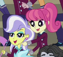 Size: 218x198 | Tagged: safe, screencap, character:diwata aino, character:upper crust, equestria girls:friendship games, g4, my little pony:equestria girls, background human, cropped, skunk stripe