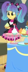 Size: 172x434 | Tagged: safe, screencap, equestria girls:friendship games, g4, my little pony:equestria girls, cropped, cupcake, food, pixel pizazz, solo