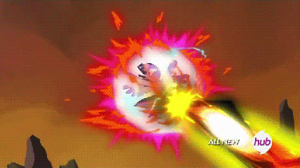 Size: 427x240 | Tagged: safe, screencap, character:twilight sparkle, character:twilight sparkle (alicorn), species:alicorn, species:pony, episode:twilight's kingdom, g4, my little pony: friendship is magic, all new, animated, gif, laser, loop, sakuga, shield, text, twilight vs tirek