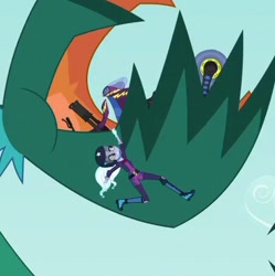 Size: 390x391 | Tagged: safe, screencap, character:sugarcoat, equestria girls:friendship games, g4, my little pony:equestria girls, carnivore plant, hanging, motorcycle