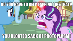 Size: 1920x1080 | Tagged: safe, screencap, character:starlight glimmer, character:trixie, species:pony, episode:all bottled up, g4, my little pony: friendship is magic, anger magic, glowing horn, image macro, magic, meme, ragelight glimmer, ren, ren and stimpy, ren hoek, space madness!, stimpson j cat, stimpy, vein bulge