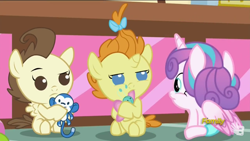 Size: 2560x1440 | Tagged: safe, screencap, character:pound cake, character:princess flurry heart, character:pumpkin cake, species:pony, episode:a flurry of emotions, g4, my little pony: friendship is magic, diaper, foal, plushie, sugarcube corner