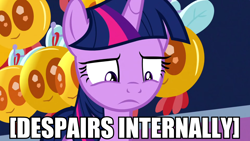 Size: 2560x1440 | Tagged: safe, screencap, character:twilight sparkle, character:twilight sparkle (alicorn), species:alicorn, species:pony, episode:a flurry of emotions, g4, my little pony: friendship is magic, despair, image macro, meme, sad, solo, totally legit recap