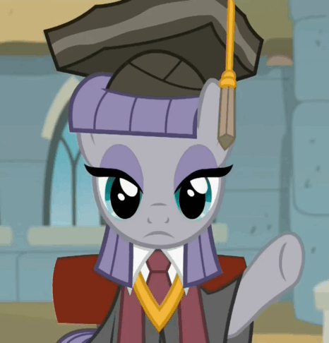 Size: 466x486 | Tagged: safe, screencap, character:maud pie, species:earth pony, species:pony, episode:rock solid friendship, g4, my little pony: friendship is magic, animated, clothing, cropped, gif, graduation, graduation cap, hat, loop, solo, waving