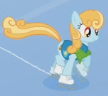 Size: 153x135 | Tagged: safe, screencap, species:earth pony, species:pony, episode:winter wrap up, g4, my little pony: friendship is magic, background pony, cropped, female, ice skating, mare, skates, skating, solo, sun streak