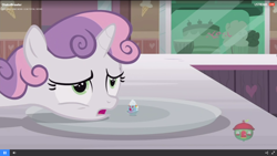 Size: 1920x1080 | Tagged: safe, screencap, character:sweetie belle, species:pony, species:unicorn, episode:forever filly, g4, my little pony: friendship is magic, female, filly, filly clown suprise, food, ice cream, mare, simpsons did it, solo, the simpsons