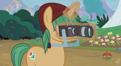 Size: 844x462 | Tagged: safe, screencap, character:snapshot, species:pony, episode:forever filly, g4, my little pony: friendship is magic, camera, solo