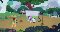 Size: 844x462 | Tagged: safe, screencap, character:rarity, character:snapshot, character:sweetie belle, species:pony, episode:forever filly, g4, my little pony: friendship is magic, clothing, costume, photo shoot, sheepie belle