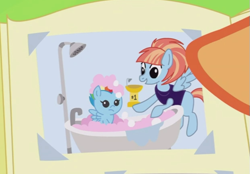 Size: 591x411 | Tagged: safe, screencap, character:rainbow dash, character:windy whistles, species:pony, episode:parental glideance, g4, my little pony: friendship is magic, baby, baby dash, cute, photo