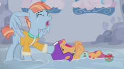 Size: 1236x692 | Tagged: safe, screencap, character:scootaloo, character:windy whistles, species:pegasus, species:pony, episode:parental glideance, g4, my little pony: friendship is magic, ear plugs, squee, wing hands