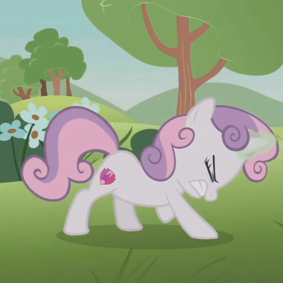 Size: 400x400 | Tagged: safe, screencap, character:sweetie belle, species:pony, episode:parental glideance, g4, my little pony: friendship is magic, animated, cropped, cutie mark, female, filly, gif, magic, pulling, solo, the cmc's cutie marks