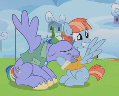 Size: 391x316 | Tagged: safe, screencap, character:bow hothoof, character:windy whistles, species:pegasus, species:pony, ship:windyhoof, episode:parental glideance, g4, my little pony: friendship is magic, animated, crying, cute, female, flapping, gif, liquid pride, male, rainbow dash's parents, waving