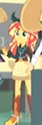 Size: 264x783 | Tagged: safe, screencap, character:applejack, character:sunset shimmer, character:twilight sparkle, character:twilight sparkle (scitwi), species:eqg human, equestria girls:dance magic, g4, my little pony:equestria girls, boots, clothing, cowboy hat, cowgirl, cropped, female, hat, skirt, solo focus