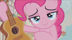 Size: 1234x694 | Tagged: safe, screencap, character:pinkie pie, species:pony, episode:honest apple, g4, my little pony: friendship is magic, guitar, lidded eyes, solo