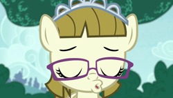 Size: 1920x1090 | Tagged: safe, screencap, character:zipporwhill, species:pegasus, species:pony, episode:forever filly, g4, my little pony: friendship is magic, eyes closed, female, filly, glasses, jewelry, kissy face, mare, out of context, solo, tiara