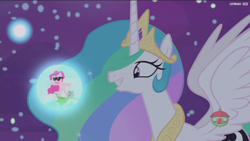 Size: 1920x1080 | Tagged: safe, screencap, character:gummy, character:pinkie pie, character:princess celestia, species:alicorn, species:pony, episode:a royal problem, g4, my little pony: friendship is magic, dream orbs, dream realm, dream walker celestia, female, mare, ponies riding gators, riding, sunglasses