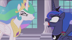Size: 1920x1080 | Tagged: safe, screencap, character:princess celestia, character:princess luna, species:alicorn, species:pony, episode:a royal problem, g4, my little pony: friendship is magic, argument, bags under eyes, faec, female, mare, yelling