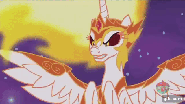 Size: 640x360 | Tagged: safe, screencap, character:daybreaker, character:princess celestia, character:starlight glimmer, species:alicorn, species:pony, episode:a royal problem, g4, my little pony: friendship is magic, animated, barrier, dream realm, dream walker celestia, female, fire, fire breath, gif, magic bubble, mane of fire, mare, treehouse logo