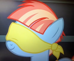 Size: 939x769 | Tagged: safe, screencap, character:windy whistles, species:pony, episode:parental glideance, g4, my little pony: friendship is magic, blindfold, cropped, solo