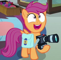 Size: 673x659 | Tagged: safe, screencap, character:scootaloo, species:pegasus, species:pony, episode:parental glideance, g4, my little pony: friendship is magic, camera, cropped, solo