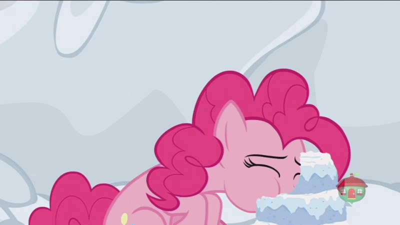 Size: 800x450 | Tagged: safe, screencap, character:pinkie pie, character:prince rutherford, species:pony, episode:not asking for trouble, g4, my little pony: friendship is magic, animated, brain freeze, floppy ears, gif, icicle, shivering, snow