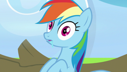 Size: 1920x1090 | Tagged: safe, screencap, character:rainbow dash, species:pony, episode:parental glideance, g4, my little pony: friendship is magic, drool, drool string, rainbow dash is best facemaker