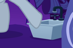 Size: 600x395 | Tagged: safe, screencap, character:rarity, species:pony, episode:suited for success, g4, my little pony: friendship is magic, cropped, kitchen sink, legs, solo