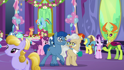 Size: 1920x1080 | Tagged: safe, screencap, character:coco crusoe, character:leadwing, character:lemon hearts, character:lyra heartstrings, character:mayor mare, character:night glider, character:orion, character:rainbow dash, character:scootaloo, character:starlight glimmer, character:sugar belle, character:sunburst, character:thorax, character:trixie, species:changeling, species:pegasus, species:pony, species:reformed changeling, episode:celestial advice, g4, my little pony: friendship is magic, cutie mark, equestrian pink heart of courage, female, filly, pristine, the cmc's cutie marks