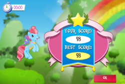 Size: 960x640 | Tagged: safe, gameloft, screencap, character:cup cake, species:earth pony, species:pony, clear the skies, glimmer wings, wings