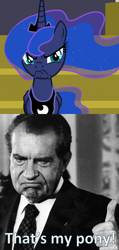 Size: 746x1566 | Tagged: safe, screencap, character:princess luna, species:pony, episode:a royal problem, g4, my little pony: friendship is magic, american presidents, cropped, faec, grumpy, meme, not bad, richard nixon, scowl, that's my pony, that's my x