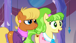 Size: 1280x720 | Tagged: safe, screencap, character:chickadee, character:ms. harshwhinny, character:ms. peachbottom, species:earth pony, species:pony, episode:games ponies play, g4, my little pony: friendship is magic, duo, duo female, female