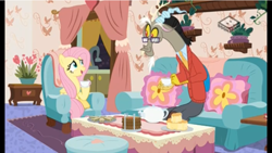Size: 960x540 | Tagged: safe, screencap, character:discord, character:fluttershy, species:pony, episode:discordant harmony, g4, my little pony: friendship is magic, boomerang (tv channel), tea party