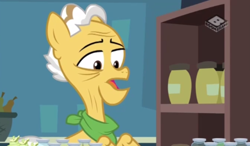 Size: 496x289 | Tagged: safe, screencap, character:grand pear, species:pony, episode:the perfect pear, g4, my little pony: friendship is magic, old grand pear