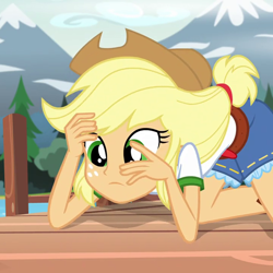 Size: 720x720 | Tagged: safe, screencap, character:applejack, equestria girls:legend of everfree, g4, my little pony:equestria girls, cropped, female, solo