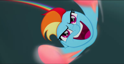 Size: 698x359 | Tagged: safe, screencap, character:rainbow dash, species:pony, my little pony: the movie (2017), flying, open mouth, solo