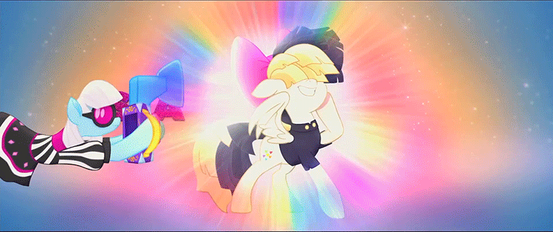 Size: 800x336 | Tagged: safe, official, screencap, character:photo finish, character:songbird serenade, species:pony, my little pony: the movie (2017), animated, camera, cute, gif, roll call, sia (singer), solo, songbetes