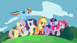 Size: 1920x1080 | Tagged: safe, screencap, character:applejack, character:fluttershy, character:pinkie pie, character:rainbow dash, character:rarity, character:twilight sparkle, character:twilight sparkle (alicorn), species:alicorn, species:pony, episode:all bottled up, g4, my little pony: friendship is magic, animated, autumn, best friends until the end of time, four seasons, mane six, no sound, pronking, spring, summer, webm, winter