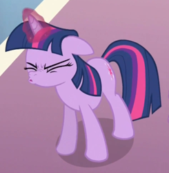 Size: 630x643 | Tagged: safe, screencap, character:twilight sparkle, episode:the crystal empire, g4, my little pony: friendship is magic, cropped, eyes closed, glowing horn, horn, solo