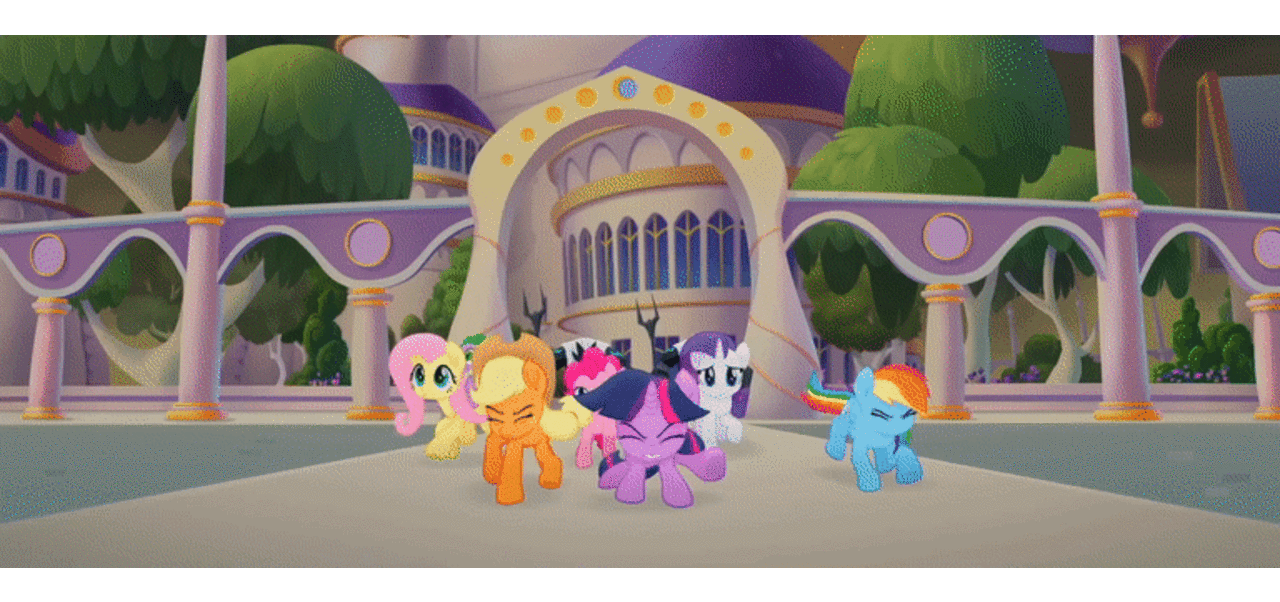 Size: 1280x602 | Tagged: safe, screencap, character:applejack, character:fluttershy, character:pinkie pie, character:rainbow dash, character:rarity, character:twilight sparkle, character:twilight sparkle (alicorn), species:alicorn, species:pony, my little pony: the movie (2017), animated, crossover, darth vader, exploitable meme, gif, lightsaber, mane six, mane six encounter villains, meme, star wars, star wars rebels, storm guard, stormtrooper, weapon