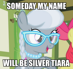 Size: 844x800 | Tagged: safe, screencap, character:apple bloom, character:silver spoon, species:pony, image macro, implied lesbian, meme