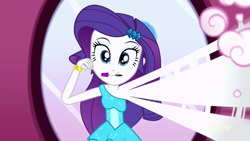 Size: 1280x720 | Tagged: safe, screencap, character:rarity, episode:make up shake up, eqg summertime shorts, g4, my little pony:equestria girls, mouth hold, offscreen character, pov