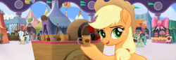 Size: 1360x467 | Tagged: safe, screencap, character:applejack, species:pony, my little pony: the movie (2017), apple cider (drink), cider
