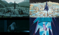 Size: 1038x628 | Tagged: safe, screencap, character:twilight sparkle, episode:the crystal empire, g4, my little pony: friendship is magic, comparison, gandalf, isengard, lord of the rings, orthanc